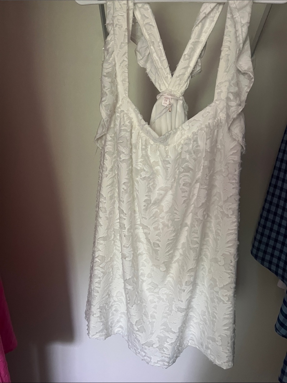 LC Lauren Conrad White Textured V-Neck Dress